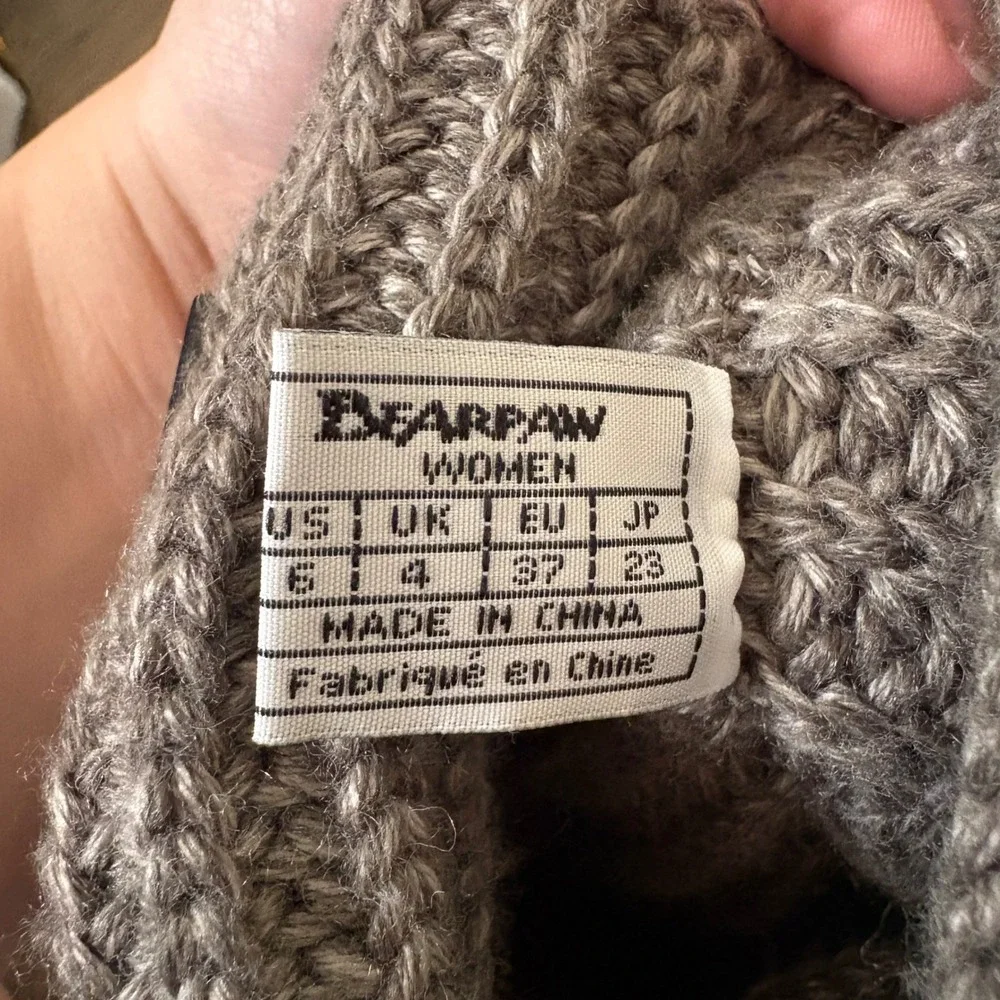 Bearpaw Knit Tall Boots Gray Foldover Button‎ Detail Winter Cozycore US Size 6